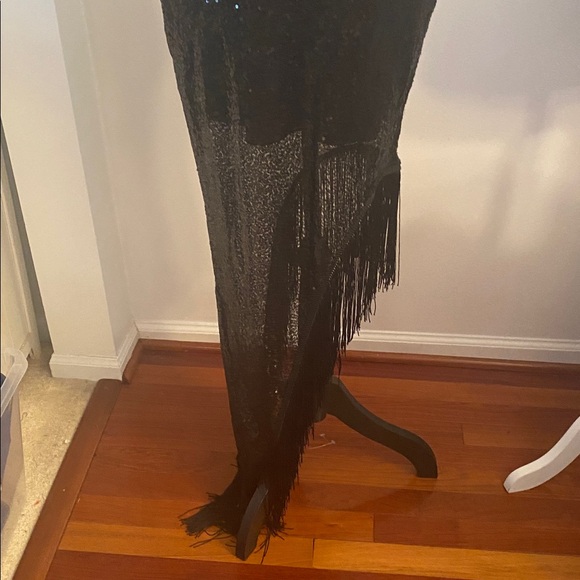 Lush Boutique NWT size small sequin on shoulder fringe hi /low dress - Picture 2 of 12
